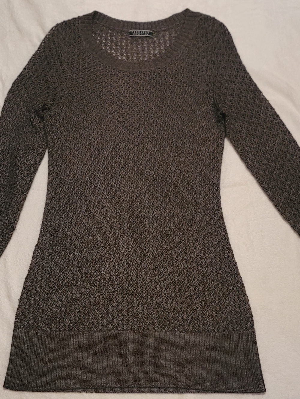 Peruvian Connection Long Sleeve Gray Mini Sweater Dress M 100% Pima Cotton